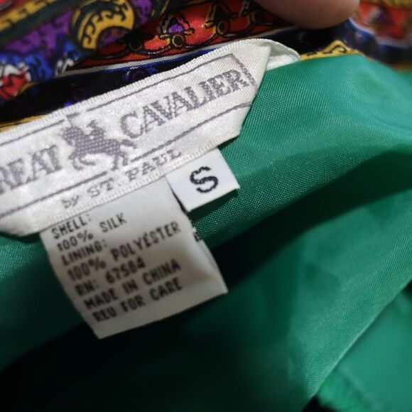 Great Cavalier Vintage Retro Green Mandala Silk Pant Suit Small - Picture 15 of 16